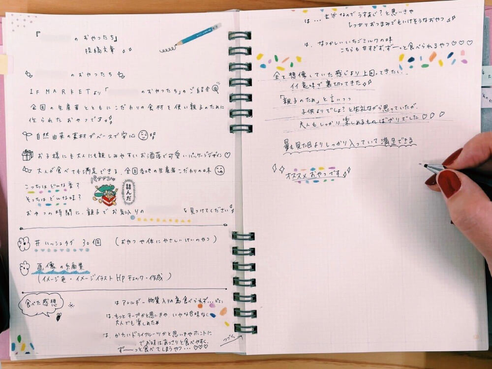 方眼ノートならではの細かい書き込み