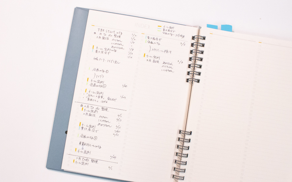 インデックスページを活用して複数プロジェクトの整理