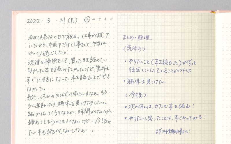 DAILY LOGには1日を自由に書き出して