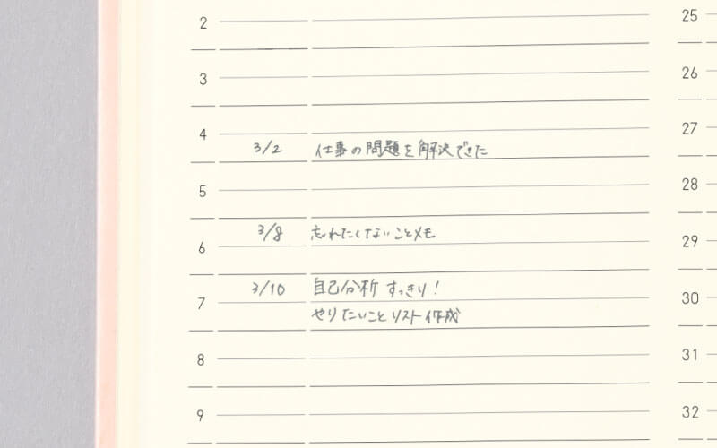 INDEXページにはすっきりした1日を